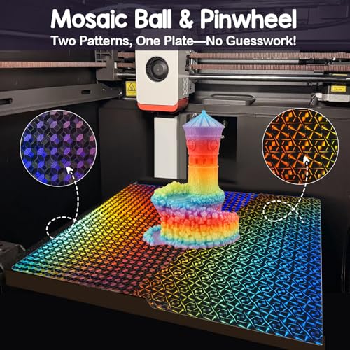 PES Kobra S1 Build Plate 264x276mm, Mosaic Ball+Pinwheel PES Spring Steel Sheet Flexible Bed Plate for Anycubic Kobra 3 Max, Kobra 3 Max Combo 3D Platform