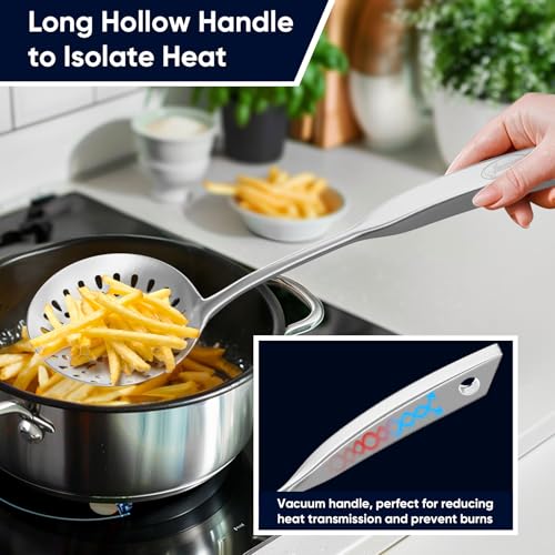 Newness Slotted Spon and Spaghetti Server, [Rustproof, Integral Forming, Durable] 304 Stainless Steel, with Vacuum Ergonomic Handle, Comfortable Grip Design