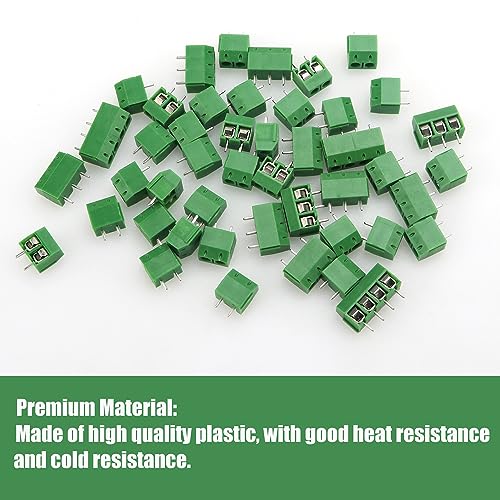 YIXISI PCB Mount Screw Terminal Block, 5 mm 2/3/4 Pin Screw Terminal Connector, for Arduino DIY Project, Green, Pack of 100 2P+3P+4P