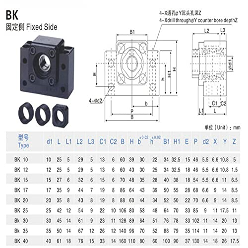1set BK10 BF10 Fixed Floated BallScrew End Supports for SFU1204 BallScrew Bearing Mounts BF10 + BK10 for SFU1204