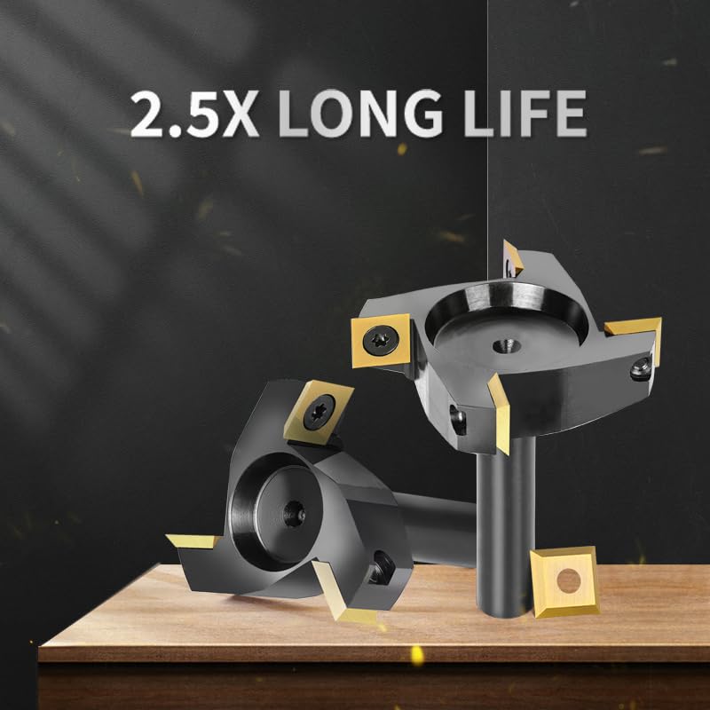 SpeTool Face Cutter 8 mm Shank 40 mm Face Milling Cutter for Routers Reversible Plates Spoilboard 4 Flutes CNC for Wood with ATS Coating Face cutter with ATS coating