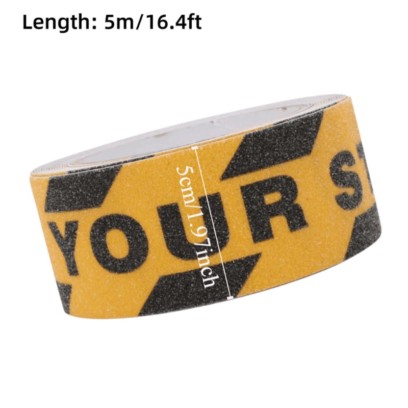Watch Your Step PVC Non-Slip Tape 16.4Ft x 1.97 Inch Yellow Black Anti-Slip Abrasive Safety Tape for Floor Stairs and Steps