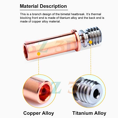 Vyper BiMetal Heatbreak,Kobra 2 Copper+Titanium Alloy All Metal Bi-Metal Heat Break for Kobra Max/Kobra 2/Neo/Kobra 2 Pro/Plus/Max/i3 Mega/Mega S/X/Pro/Vyper/Chiron Hotend.(2Pcs)