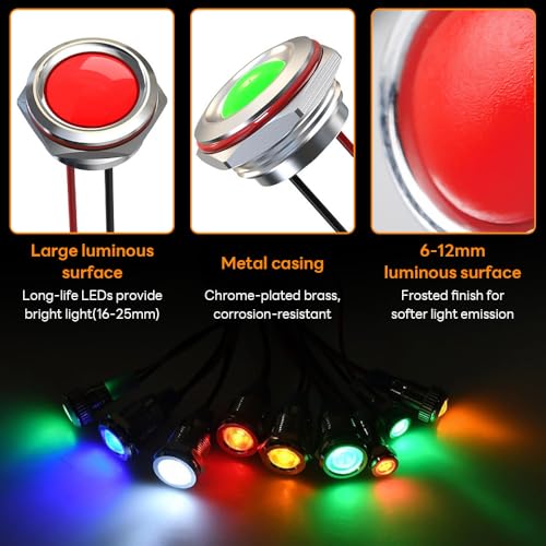 6mm Blue Metal Indicator Lights 220V Waterproof Signal Lamp LED Indicator Light Choice | Wasserdichte LED Kontrollleuchten Signallampe Energiesparanzeige Mehrere Farben und Größen 6-25mm Erhältlich 6MM AC/DC220