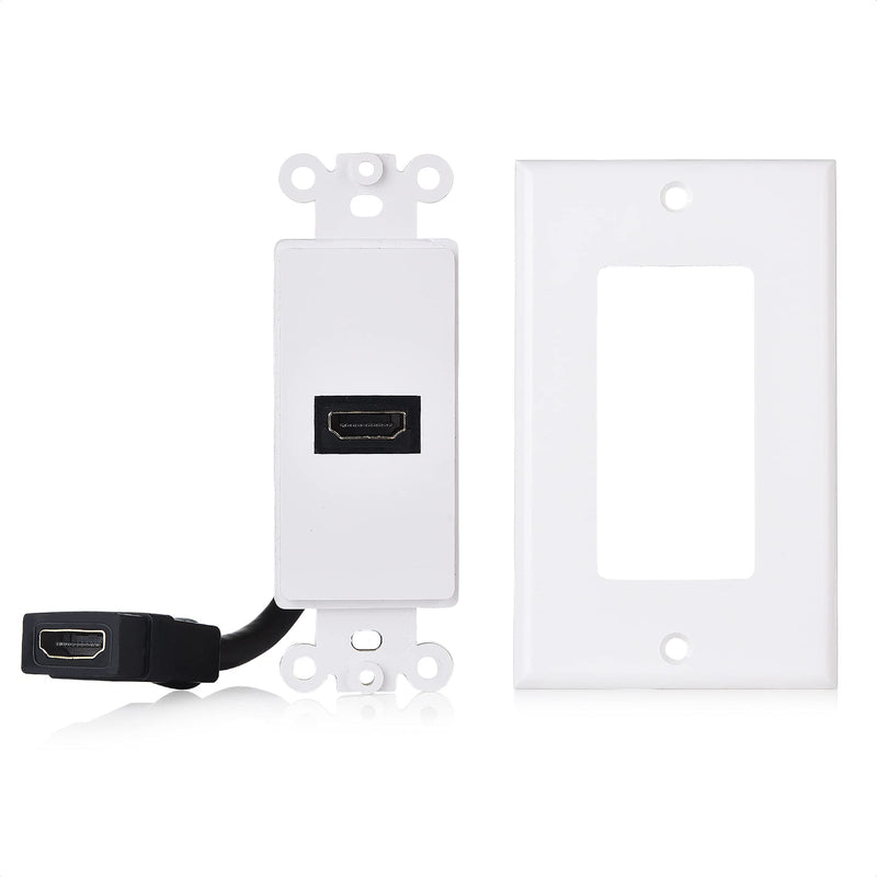 [Australia - AusPower] - Cable Matters 2-Pack 1-Port HDMI Wall Plate in White (4K UHD, ARC, and Ethernet Pass-Thru Support) 