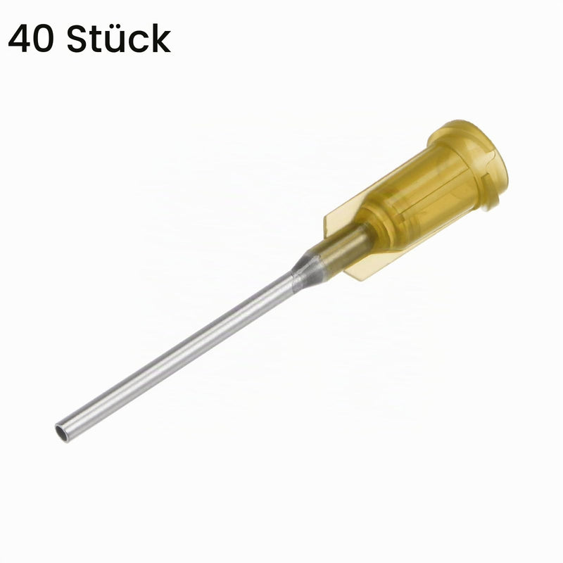 QUARKZMAN Industrial Blunt Tips Cannulas 17G 1 Inch Length with Luer Lock Screw Connection, Dosing Cannula for Liquid Glue Gun, Pack of 40 (Yellow) yellow