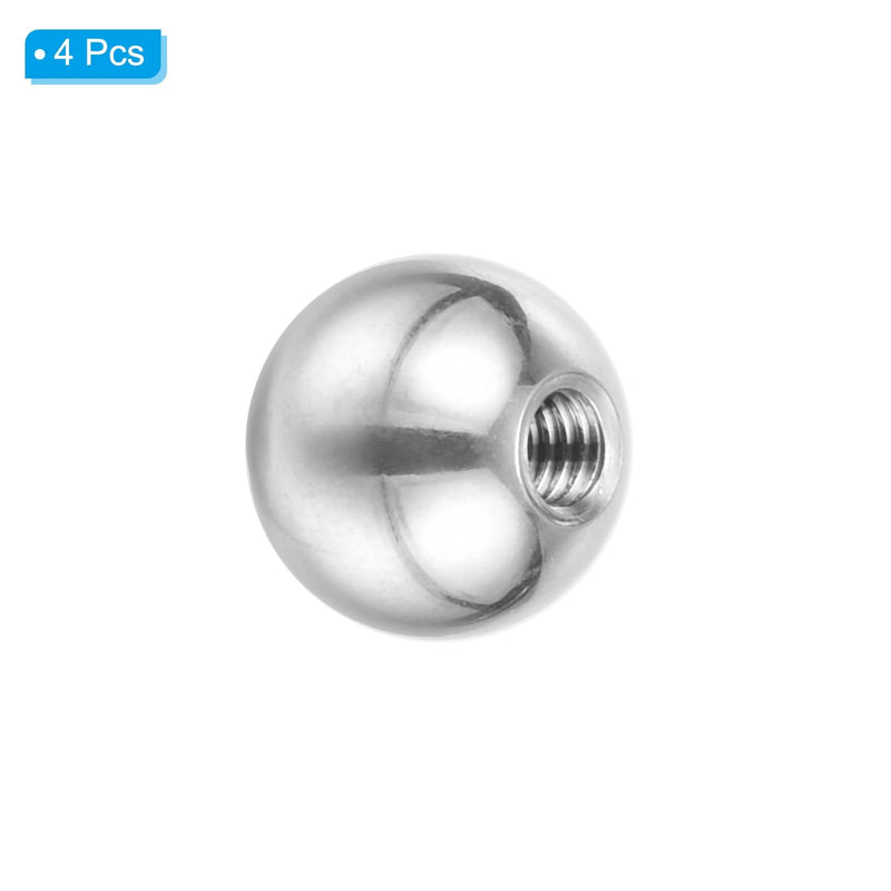 [Australia - AusPower] - PATIKIL M4x12mm Ball Nuts Knob, 4 Pack Female Thread 304 Stainless Steel Round Blind Hole Screw Cap Cover for Lighting Machinery DIY Decoration, Silver 