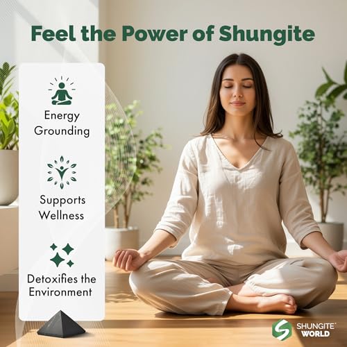 Shungite World Authentic Shungite Pyramid Unpolished 50 mm / 1.96" Chakra Energy Natural Healing Crystal Real Black Pyramid Home Office Protection Desk Decor Meditation Reiki Grounding Stone 50 mm / 1.96"