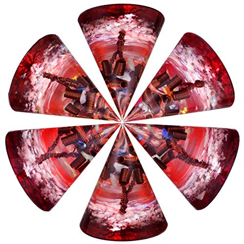 mookaitedecor Red Conical Stone Pyramid with Copper Tree of Life Coils