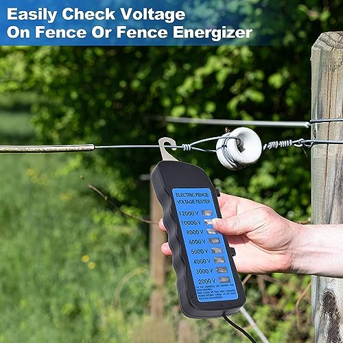[Australia - AusPower] - 12KV Electric Fence Voltage Tester,2000 to 12000V 8 Neon Indicator Lights Electrical Fence Fault Finder Locator Checker Fence Voltmeter Troubleshooter 