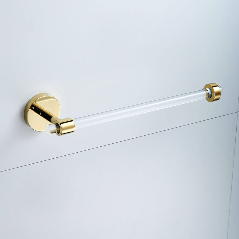 Gold Bathroom Hardware Accessories Set - Acrylic Hand Towel Holder Toilet Paper Holder Towel Hook - Wall Mounted Bath Towel Bar Set 3 Pieces SHUNLI 3-Piece