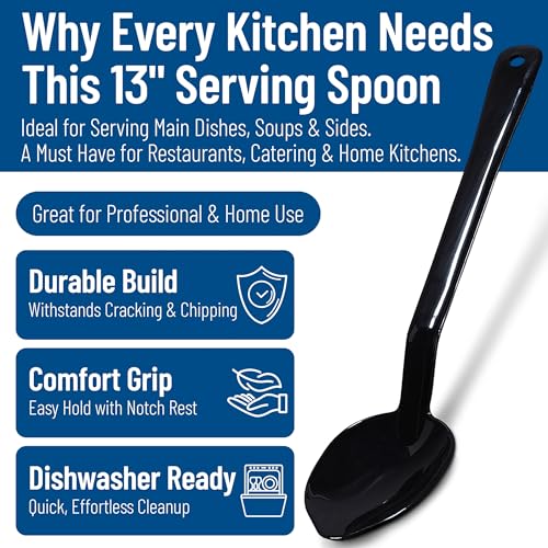 Carlisle FoodService Products 442003 Plastic Serving Spoons, 14", Black (Pack of 12)