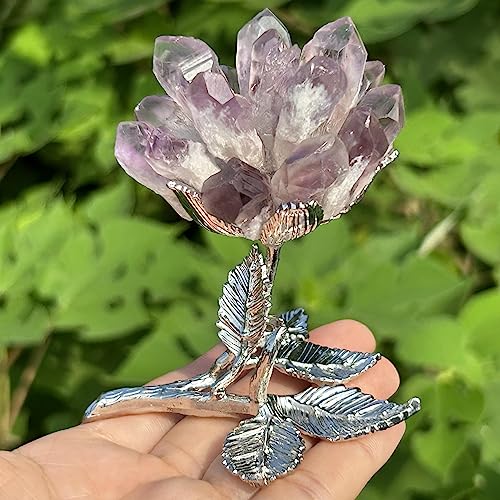 3.7" Raw Amethyst Crystal Crystal Tree Crystal Decor Natural Quartz Crystal Cluster Mineral Crystal Flowers Home Decor Gifts Crystals and Stones Desk Decorations(Amethyst)