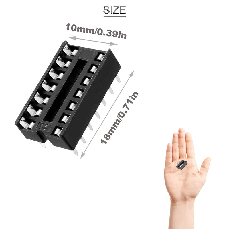 [Australia - AusPower] - 50 pcs 14 Pin DIP IC Socket 2.54mm Pitch IC Socket Adaptor Type Flat Pin IC Components Easy to Install with tin Wire Pen for Electronics Experiment DIY 