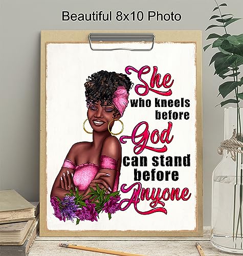 Black Girl Christian Wall Decor - Bible Verse Christian Gifts for African Americans - Religious Wall Art for Women - Jesus Poster for Black Women, Woman - spiritual Gifts, Scripture, Psalms, Prayer