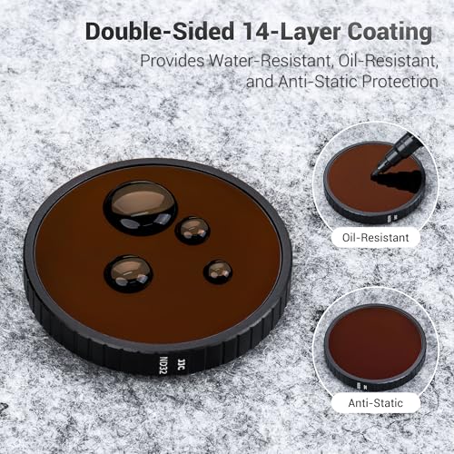 JJC 4 Pcs Filter Set for DJI Osmo Action 6,UV CPL ND16 Black Diffusion 1/2 CPL+ND16+Black Diffusion 1/2+UV