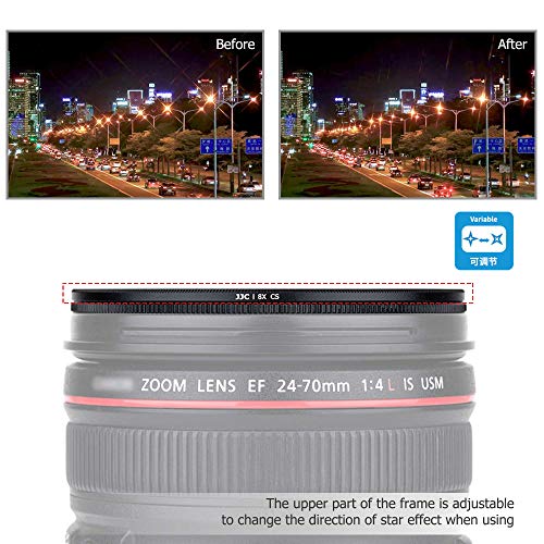 JJC 62mm Star Filter Cross Screen Starburst Filter Kit for Camera Lens