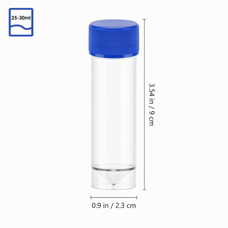 Hemobllo Sample Cup with Screw Lid, Samples Container Without Label Laboratory Medical Use 25-30 ml Pack of 10