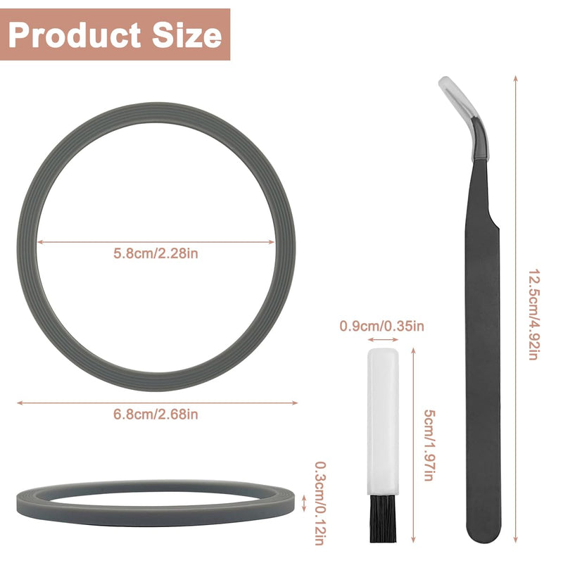 [Australia - AusPower] - 6 Pcs Replacement Silicone Lid Sealing Rings for Owala Water Bottle, with Cleaning Brush and Elbow Tweezers, Lid Gasket Replacement Bottle Accessories Compatible with Owala Water Bottle, Gray 