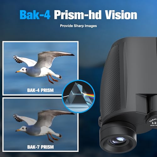 Binoculars 12x25 for Adults and Kids Compact Binocular Waterproof Binocular Wide Field of View for Bird Watching,Hiking,Hunting,Concert Black