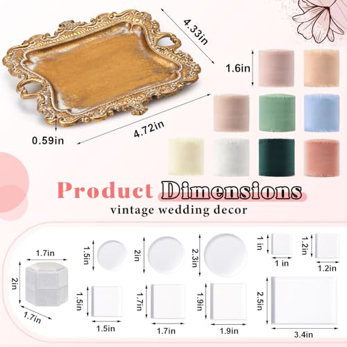 Cinnvoice 20 Pcs Flat Lay Props for Wedding Jewelry, Vintage Tray, White