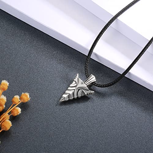 APOTIE Sterling Silver Arrow Urn Necklace for Men S925 Arrowhead Cremation Pendant Ashes Keepsakes Memories Jewelry Gifts for Loss of a Loved One