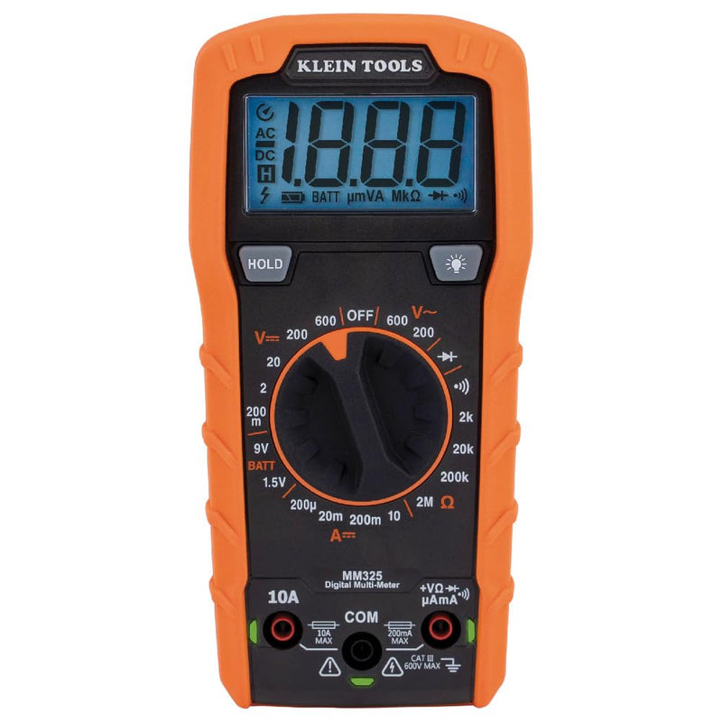 [Australia - AusPower] - Klein Tools MM325 Multimeter, Digital Manual-Ranging 600V AC/DC Voltage Tester, Tests Batteries, Current, Resistance, Diodes, and Continuity 