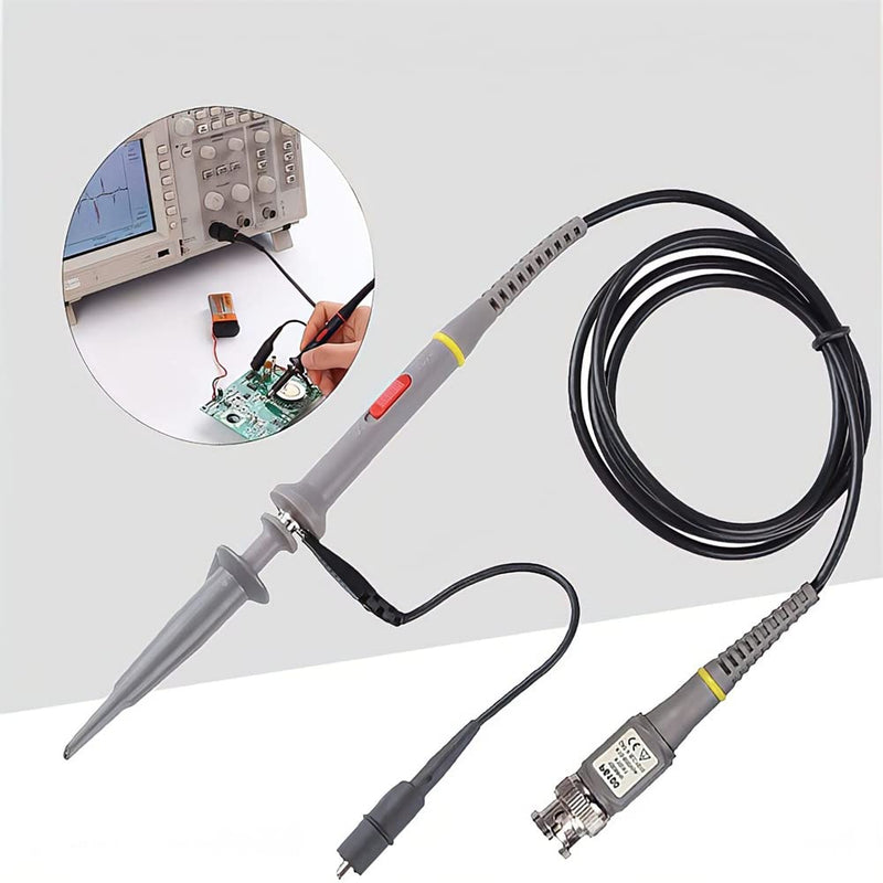 Pack of 2 Oscilloscope Probe Kit, P6100 100 MHz 10: 1 and 1: 1 Precision BNC Oscilloscope Probe Head, Switchable High Precision Scope Oscilloscope Clip Probes for Oscilloscope P6100 100MHz