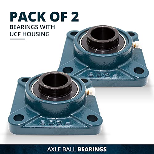 DOJA Barcelona | 2Pcs Bearings with UCF 204 Support | UC204 Ball Bearing for Ø 20mm Shaft | F204 Support | Steel Ball Bearings | Bearings and Bushings: Industrial and General Uses PACK 2