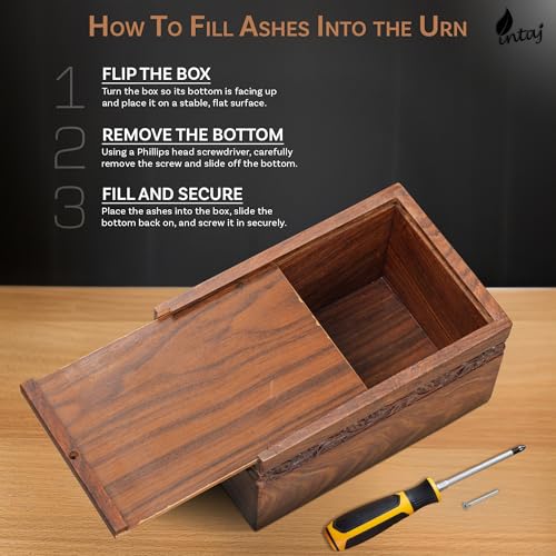 Rosewood Cremation Urn for Human Ashes, Carved Border, Medium 110 lb Carved Border Rosewood Medium (110 lb)