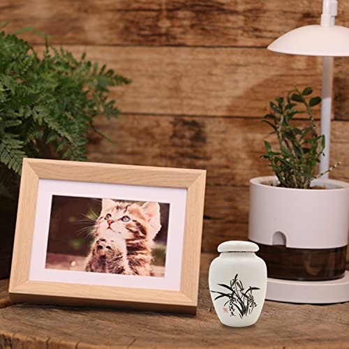 Mini Hummingbird Urns for Adult Ashes Dog Cat Ash Holders，Small Keepsake Cremation Urns for Pets,Miniature Pets Memorial Ceramic Funeral Urn, Honor Your Loved One with Handcrafted White Urn (Orchid Orchid Pattern