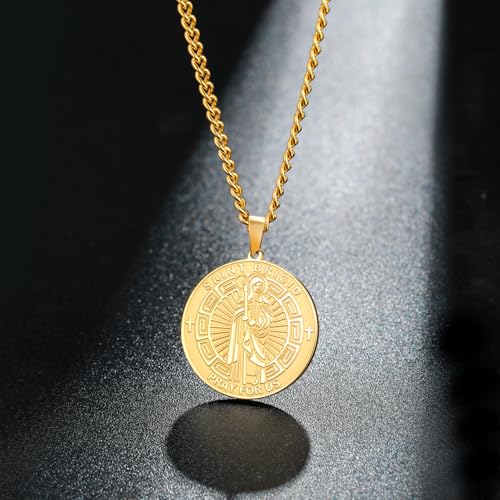 TEAMER Saint Brigid Necklace Traditional Irish Celtic St Brigid Cross Pendant Necklace Amulet Irish Talisman Jewelry For Women Men Gold