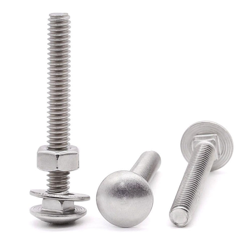 [Australia - AusPower] - (8 sets) M8-1.25 x 70mm Stainless Steel Carriage Bolts Screws Kits, Round Head Square Neck Screws, Hex Nuts & Flat Washers, 304 Stainless Steel 18/8, Full Thread 8 