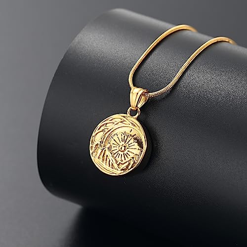 Urn Necklace for Ashes Celtic Knot Cremation Jewelry for Ashes Mountain Necklace for Women Valley Sunset Keepsake Memorial Pendant Moon Mountain Range Necklaces Gold