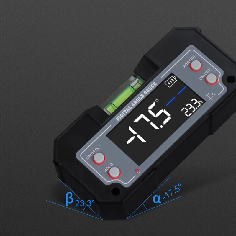 [Australia - AusPower] - 3-in-1 Digital Angle Gauge Inclinometer with Magnetic Base Dual-Axis (XY Axis) Bevel Angle Finder Backlight Display High Accuracy IP54 Waterproof for Woodworking Saw Blade Alignment & DIY Projects Grey 