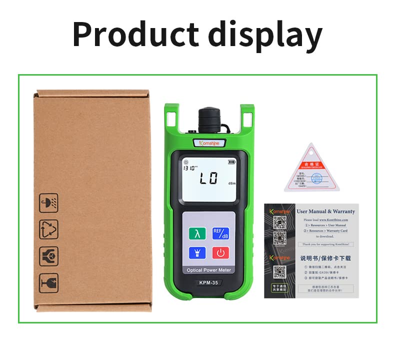 [Australia - AusPower] - Komshine KPM-35 Fiber Optic Cable Tester Portable Optical Fiber Power Meter with 7 Wavelengths 850nm-1625nm+Measurement Range -70~+10dBm+2.5mm Universal Interface+Self Calibration 