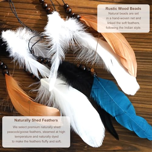 Artilady Dream Catchers Rattan Wall Decor, Boho Native Americn & Crystal Blue Mix
