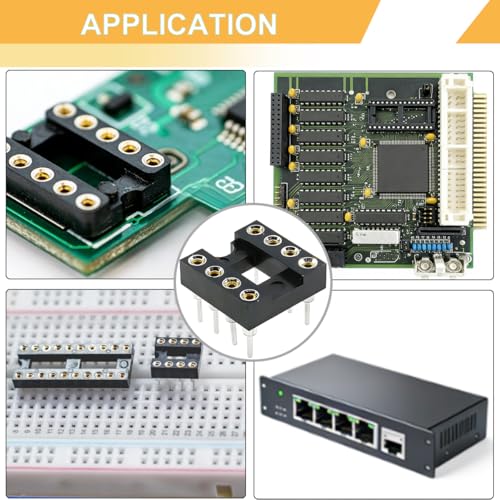 50pcs 8 Pin DIP IC Socket Round Shape 2.54mm Pitch 8 Pin IC Socket Adapter Round Holes PCB Soldering 7.6mm Pitch Shatterproof