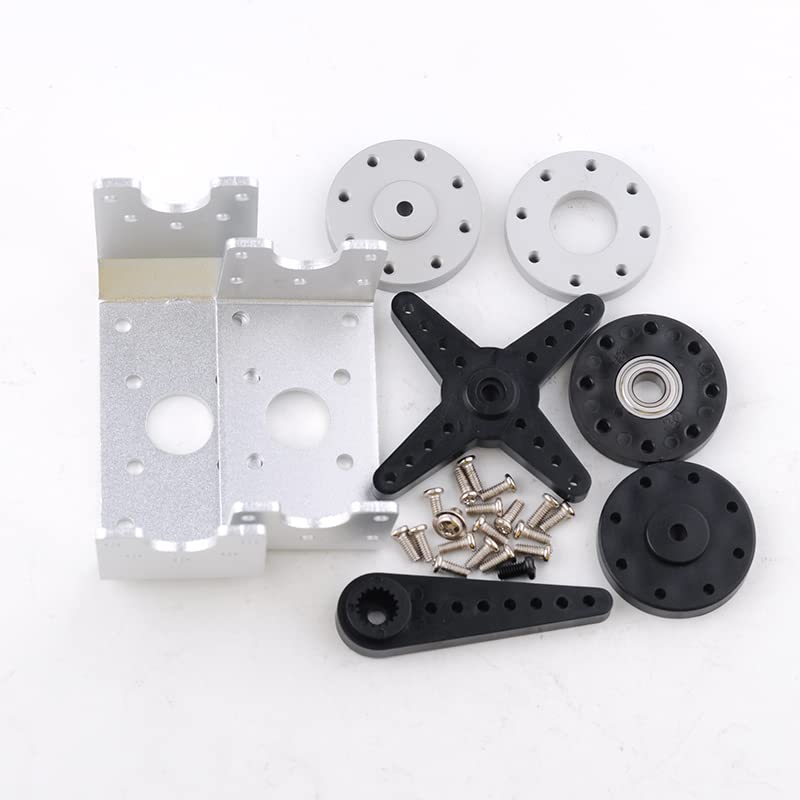 RDS5180 80kg Digital Metal Robotic Servo Motor High Torque Double-Shaft Robot Servo Arm Waterproof IP66 with U Metal Brackets for RC Car DIY Robot (180°) 80KG 180°