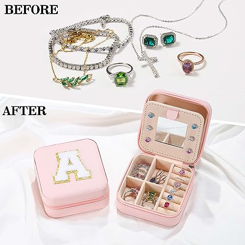Parima Gifts for Girls - Jewelry Box for Girls Fashion, Travel Jewelry Case Organizer Box for Teen Girl Gifts | Birthday Gift - Letter G, Pink