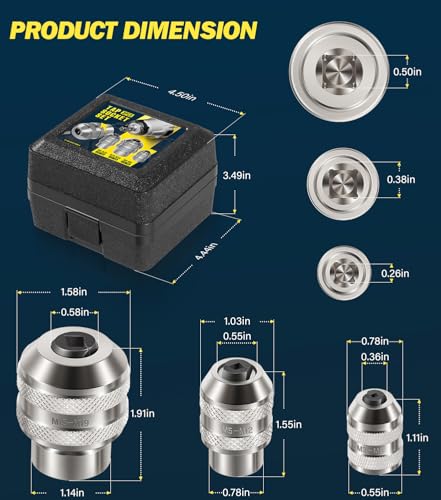 Adjustable Tap Socket Set, 3-Piece Low-Profile Tap Holder for Ratchet Wrench, 1/4", 3/8", 1/2" Drive, Fits Taps/Reamers/Extractors with Square Shank M3–M19, Heavy-Duty CR-MO Steel for Pros & DIY