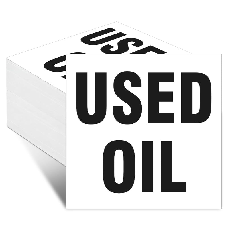 Harloon 100 Pack Adhesive-poly Vinyl Hazardous Waste Label 6 x 6 Inches Used Oil Label, Black and White Hazardous Material Stickers for Industrial, Chemical Safety Compliance (Simple Style) Simple Style