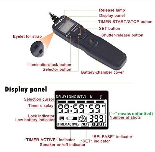PHOLSY N10 Timer Remote Control Cable Intervalometer for Nikon N10 für Nikon