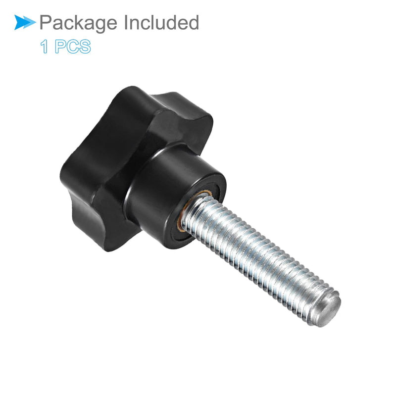 [Australia - AusPower] - Star Clamping Knobs, M12 x 50mm Male Thread 48mm Head, Plastic Thumb Screw Grip Hand Knobs Threaded Bolt Black - (Applications: for Lathe Machinery), 1-Piece M12 x 50mm x 48mm 