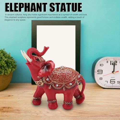 Buachois Elephant Statue, Wealth Lucky Feng Shui Figurine, Lucky Elephant Statue for Warming Present TV Cabinet Entryway Decoration (L 14.4 X 6.5 X 1.6in) L 14.4 X 6.5 X 1.6in