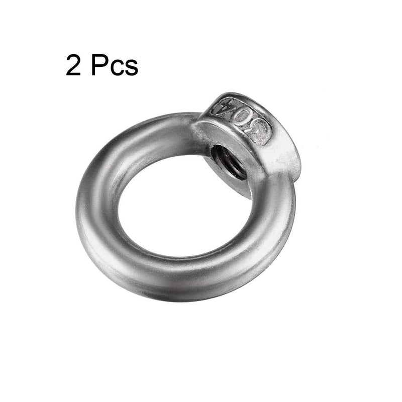 [Australia - AusPower] - uxcell Lifting Eye Nut M10 Female Thread 304 Stainless Steel Round Shape for Rope Fitting Pack of 2 