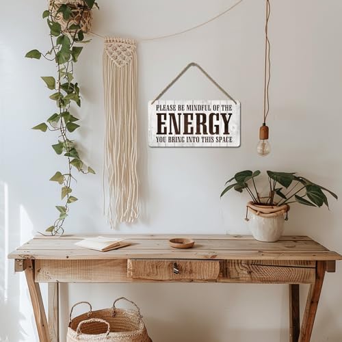 Positive Affirmations Wall Decor Good Vibes Only Sign Bedroom Door Decor Please Be Mindful Of The Energy You Bring Into This Space Signs Zen Pictures Home Spiritual Decor Hanging Signs 12x6 In 025