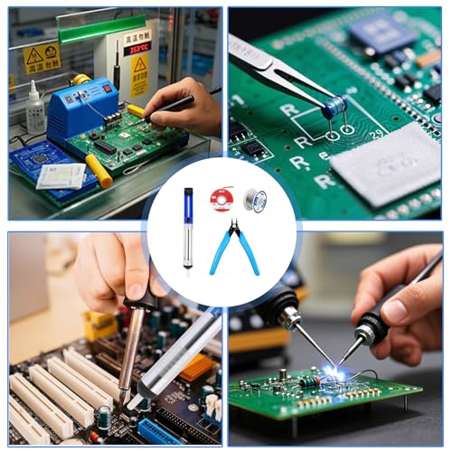 Solder Sucker Desoldering Pump, Desoldering Gun, Vacuum Pump Welding Tool with Aluminum Housing for Professional Welding, Solder Suction Vacuum Pump Solder Removal Tool, Blue
