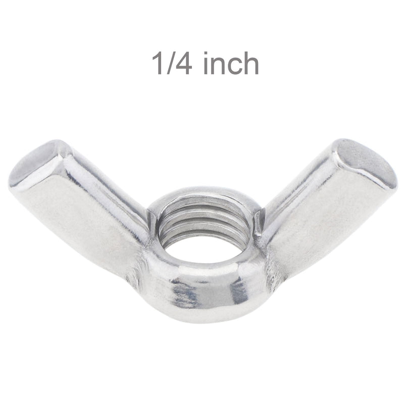 [Australia - AusPower] - 50PCS 1/4"-20 Wing Nuts, 304 Stainless Steel Parts Hand Twist Tighten Fasteners Butterfly Nut (1/4"-20 50Pack) 1/4"-20 50Pack 