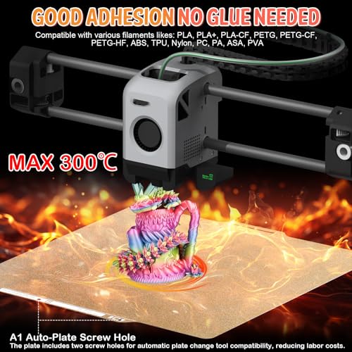 Textured PEI Build Plate for Bambu Lab X1 X1C X1E P1P P1S A1, Flexible PEI Spring Steel Bed Plate with Identification Code for Bambu Lab 257x257mm 3D Printer Platform